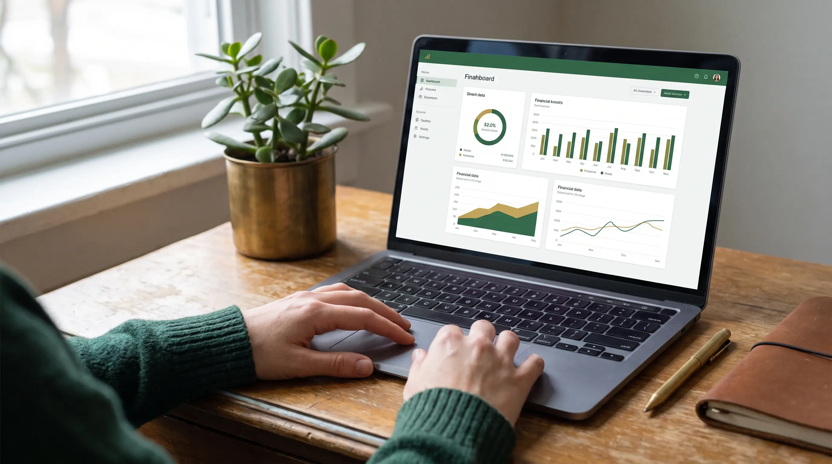 A clean financial dashboard on a laptop